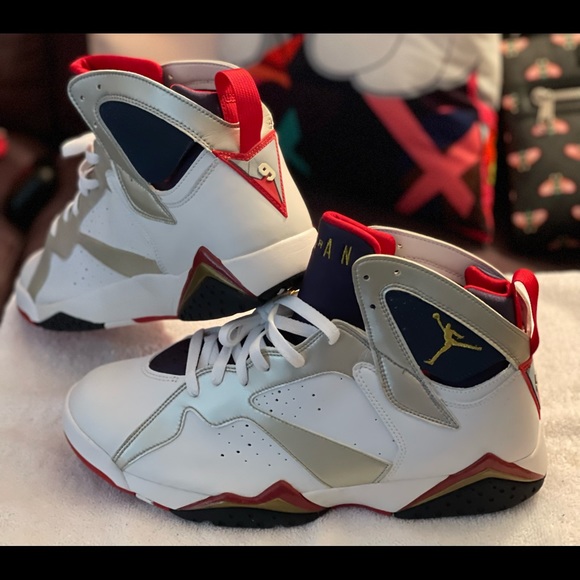 COPY - Air Jordan 7 Retro Olympics 2004 Wht/Gold/Navy - Picture 2 of 4